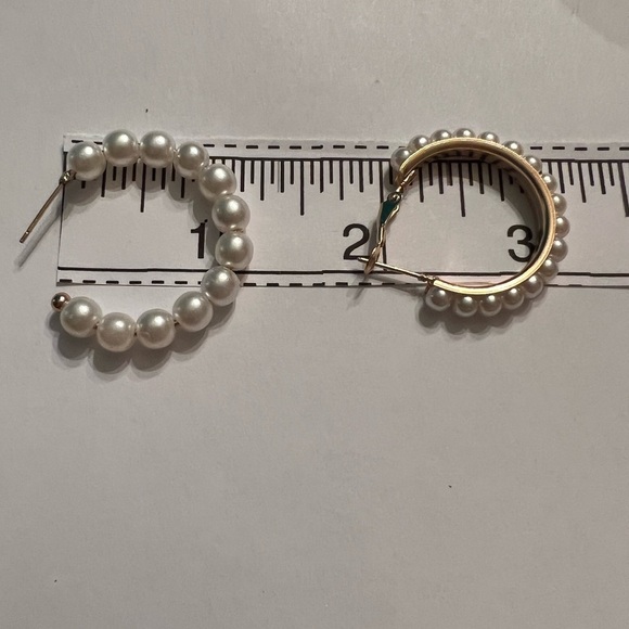 NWT Two Pairs of Gold and Pearl Popular Hoop Earrings for Prom, Weddings, work - Picture 3 of 4